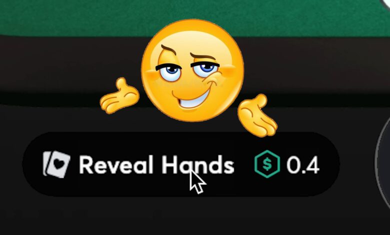 Ali bi plačali nekaj BB da bi po igri lahko videli karte svojih nasprotnikov? 1 Reveal hands