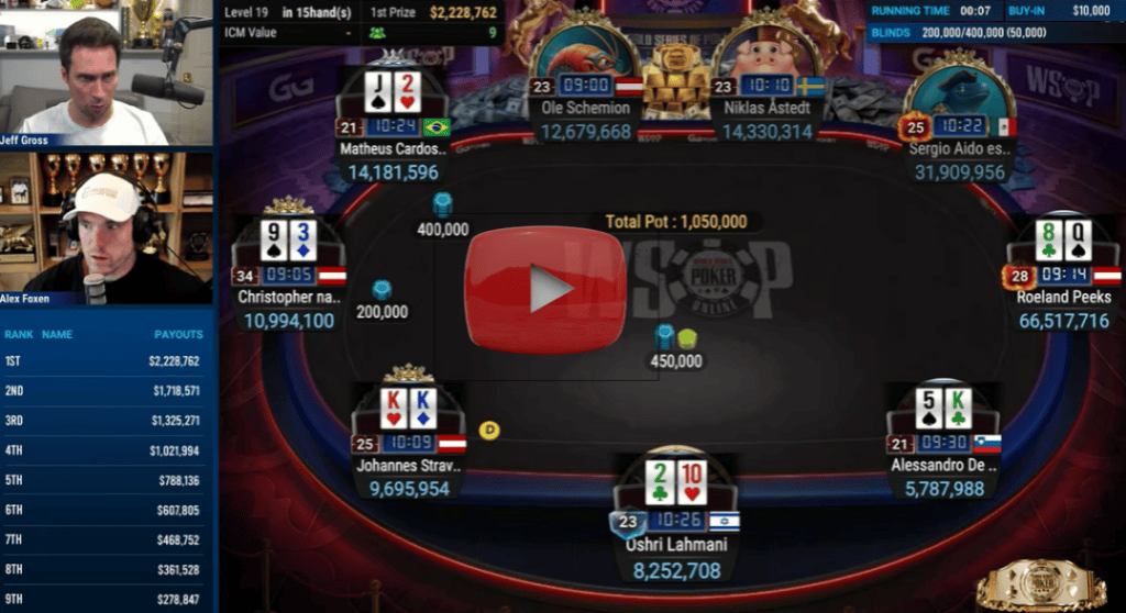 Sergio Aldo veliki junak GGPoker WSOP 10k High Rollerja 5 Poker slovenija